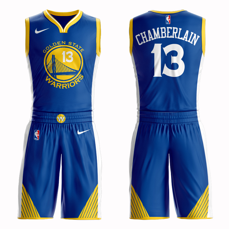Men 2019 NBA Nike Golden State Warriors 13 Chamberlain blue Customized jersey